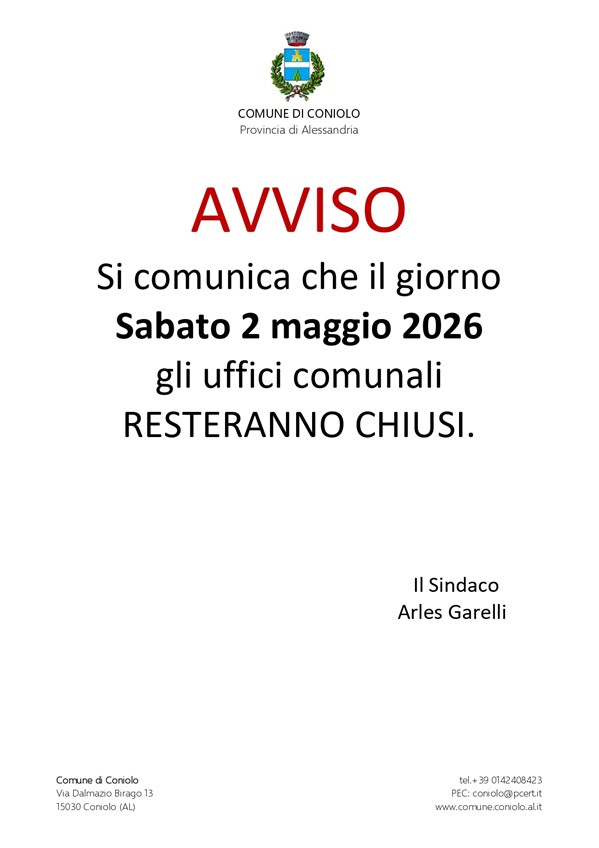 Avviso chiusura uffici 2 maggio